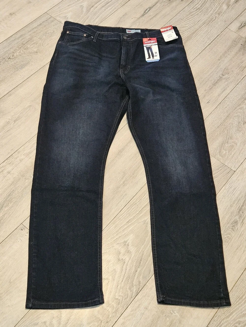 Wrangler Five Star Premium Men's Straight Fit Jeans 38x32 Dark Wash Stretch NWT